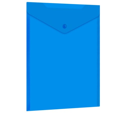 Папка-конверт с кнопкой прозрачная А4 BRAUBERG UNIVERSAL, вертикальная, синяя, 0,15 мм, 273076