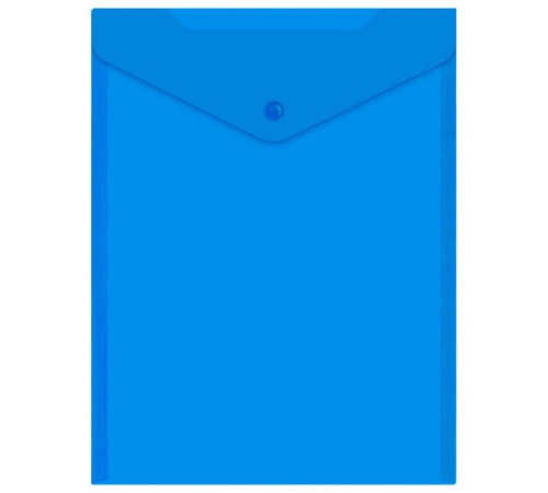 Папка-конверт с кнопкой прозрачная А4 BRAUBERG UNIVERSAL, вертикальная, синяя, 0,15 мм, 273076