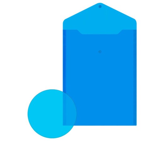 Папка-конверт с кнопкой прозрачная А4 BRAUBERG UNIVERSAL, вертикальная, синяя, 0,15 мм, 273076