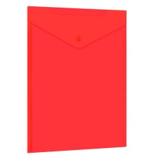 Папка-конверт с кнопкой прозрачная А4 BRAUBERG UNIVERSAL, вертикальная, красная, 0,15 мм, 273077