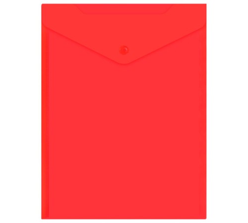 Папка-конверт с кнопкой прозрачная А4 BRAUBERG UNIVERSAL, вертикальная, красная, 0,15 мм, 273077