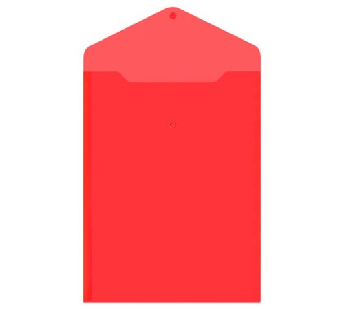 Папка-конверт с кнопкой прозрачная А4 BRAUBERG UNIVERSAL, вертикальная, красная, 0,15 мм, 273077