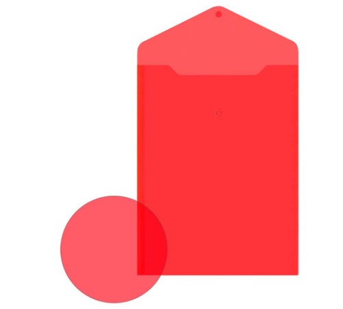 Папка-конверт с кнопкой прозрачная А4 BRAUBERG UNIVERSAL, вертикальная, красная, 0,15 мм, 273077