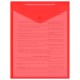 Папка-конверт с кнопкой прозрачная А4 BRAUBERG UNIVERSAL, вертикальная, красная, 0,15 мм, 273077