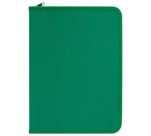 Папка объемная на молнии пластиковая на 4 кольцах, 35 мм, А4, BRAUBERG PIXEL, темно-зеленая, 0,7 мм, 273079