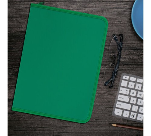 Папка объемная на молнии пластиковая на 4 кольцах, 35 мм, А4, BRAUBERG PIXEL, темно-зеленая, 0,7 мм, 273079