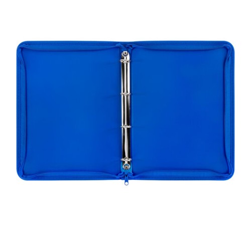 Папка объемная на молнии пластиковая на 4 кольцах, 35 мм, А4, BRAUBERG PIXEL, темно-синяя, 0,7 мм, 273080