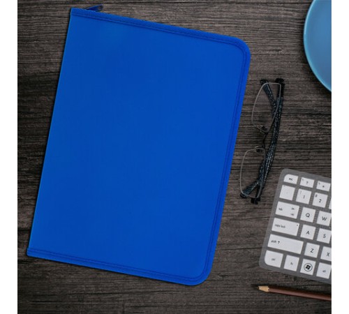 Папка объемная на молнии пластиковая на 4 кольцах, 35 мм, А4, BRAUBERG PIXEL, темно-синяя, 0,7 мм, 273080