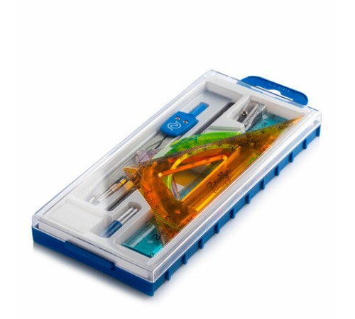 Чертежный набор 9 предметов, пластиковый пенал с европодвесом, РОССИЯ, GLOBUS, НЧ9-40-60