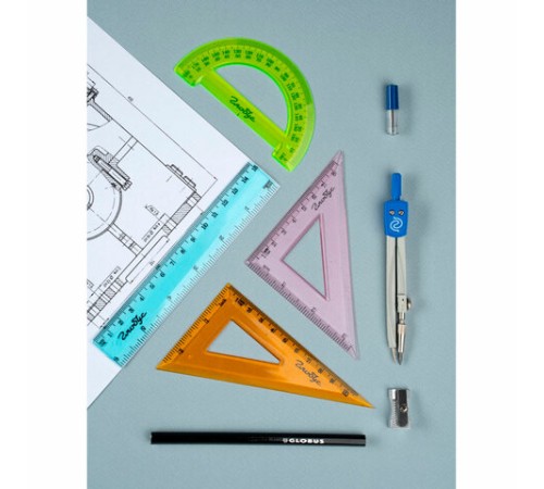 Чертежный набор 9 предметов, пластиковый пенал с европодвесом, РОССИЯ, GLOBUS, НЧ9-40-60