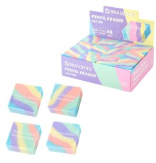Ластик кросс-серия PASTEL, 34х34х14 мм, квадратный, ассорти, ЭКО ПВХ, BRAUBERG, 273210