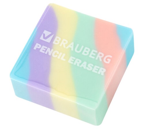 Ластик кросс-серия PASTEL, 34х34х14 мм, квадратный, ассорти, ЭКО ПВХ, BRAUBERG, 273210