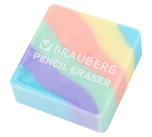 Ластик кросс-серия PASTEL, 34х34х14 мм, квадратный, ассорти, ЭКО ПВХ, BRAUBERG, 273210