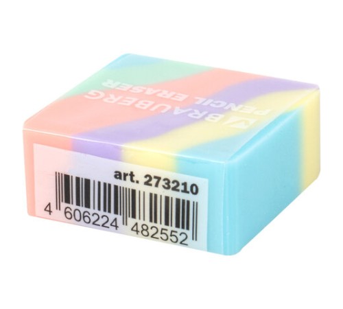 Ластик кросс-серия PASTEL, 34х34х14 мм, квадратный, ассорти, ЭКО ПВХ, BRAUBERG, 273210
