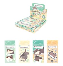 Ластик кросс-серия МИЛЫЕ КОТЫ, 50х24х10 мм, прямоугольный, картонный держатель, ассорти, ЭКО ПВХ, BRAUBERG, 273227