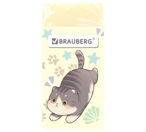 Ластик кросс-серия МИЛЫЕ КОТЫ, 50х24х10 мм, прямоугольный, картонный держатель, ассорти, ЭКО ПВХ, BRAUBERG, 273227