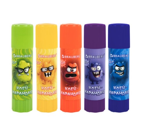 Клей-карандаш 15 г, кросс-серия МОНСТРИКИ, ассорти, BRAUBERG, 273237