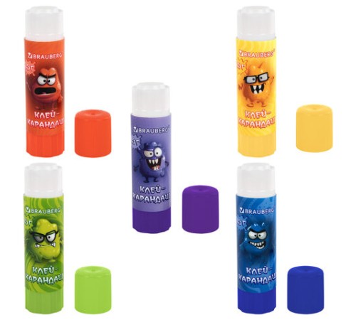 Клей-карандаш 15 г, кросс-серия МОНСТРИКИ, ассорти, BRAUBERG, 273237