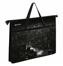 Папка для рисунков и чертежей с ручками BRAUBERG А3, пластик, молния сверху, 