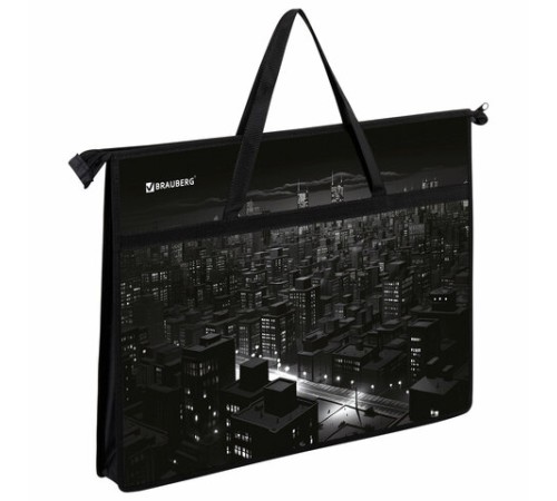 Папка для рисунков и чертежей с ручками BRAUBERG А3, пластик, молния сверху, 