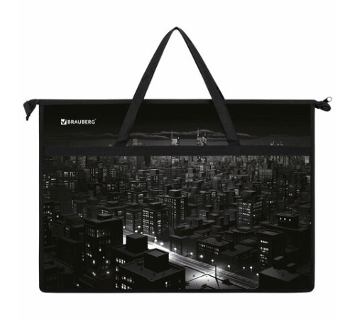 Папка для рисунков и чертежей с ручками BRAUBERG А3, пластик, молния сверху, 