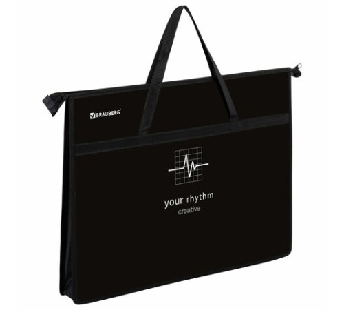 Папка для рисунков и чертежей с ручками BRAUBERG А3, пластик, молния сверху, 