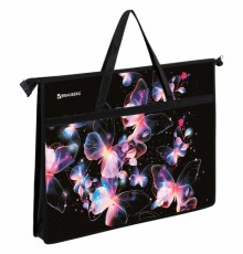 Папка для рисунков и чертежей с ручками BRAUBERG А3, пластик, молния сверху, 