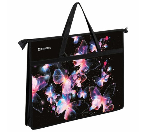 Папка для рисунков и чертежей с ручками BRAUBERG А3, пластик, молния сверху, 