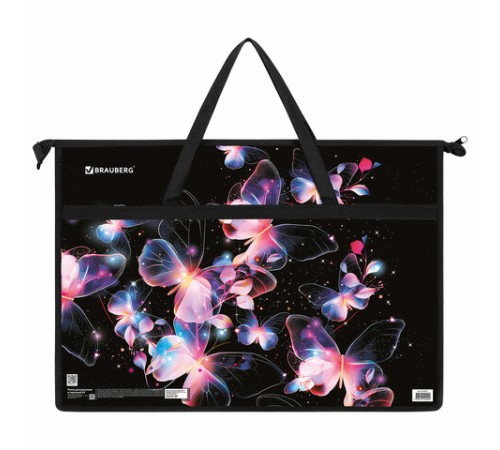 Папка для рисунков и чертежей с ручками BRAUBERG А3, пластик, молния сверху, 