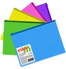 Папка-конверт на молнии МАЛОГО ФОРМАТА (180х250 мм) А5, цвет ассорти с блестками, 0,15 мм, STAFF, 274080