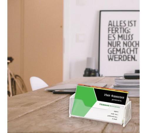 Подставка для визиток настольная BRAUBERG, 95х40 мм, 1 карман глубиной 32 мм, 290420