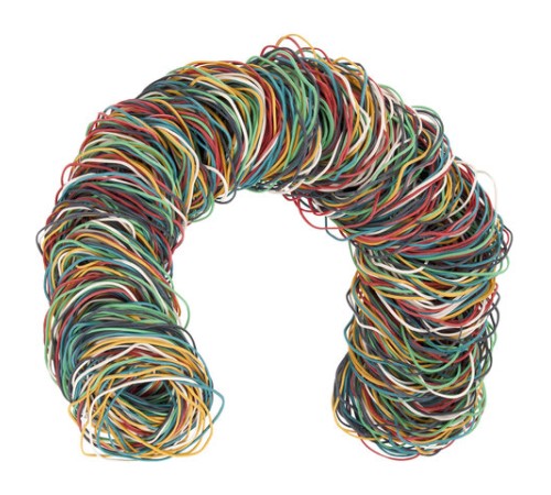 Резинки банковские универсальные диаметром 60 мм, BRAUBERG 500 г, цветные, натуральный каучук, 440050