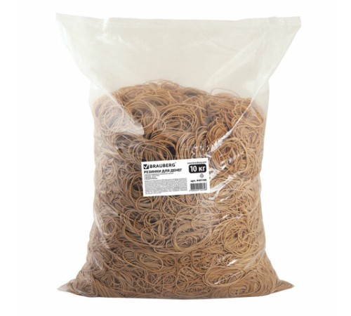 Резинки банковские универсальные диаметром 60 мм, BRAUBERG 10 кг, натуральный цвет, натуральный каучук, 440100