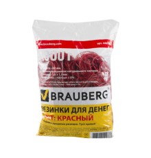 Резинки банковские универсальные диаметром 60 мм, BRAUBERG 1000 г, красные, натуральный каучук, 440101