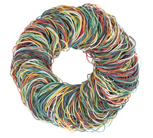 Резинки банковские универсальные диаметром 60 мм, STAFF 1000 г, цветные, натуральный каучук, 440119