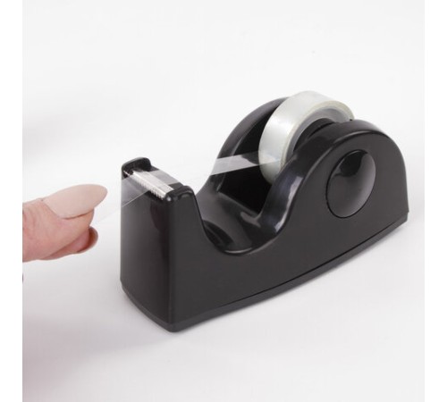 Диспенсер для клейкой ленты BRAUBERG настольный, утяжеленный, средний, черный, 11,8х5х5 см, 440142