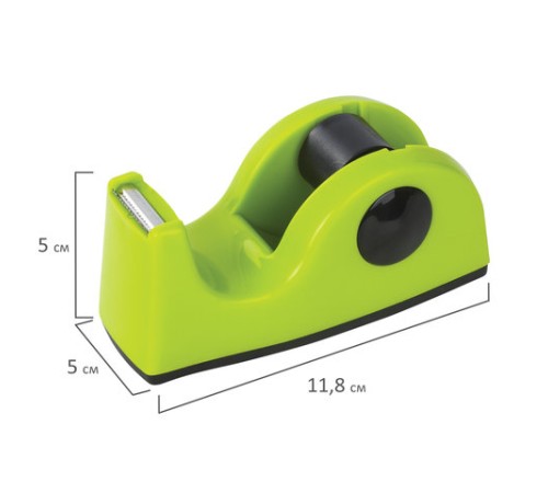 Диспенсер для клейкой ленты BRAUBERG настольный, утяжеленный, средний, салатовый, 11,8х5х5 см, 440143