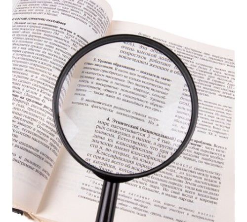 Лупа просмотровая BRAUBERG, диаметр 90 мм, увеличение 3, 451801