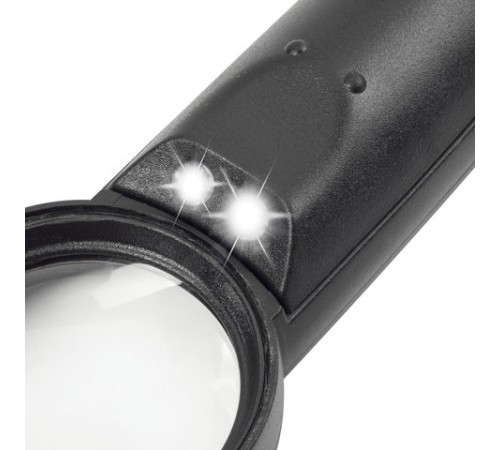 Лупа просмотровая BRAUBERG, С ПОДСВЕТКОЙ, диаметр 37 мм, увеличение 8, корпус черный, 454127