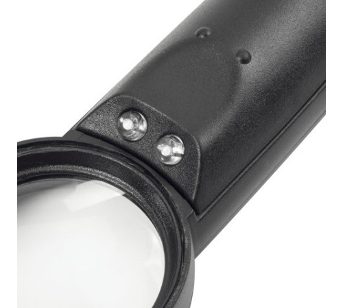 Лупа просмотровая BRAUBERG, С ПОДСВЕТКОЙ, диаметр 37 мм, увеличение 8, корпус черный, 454127