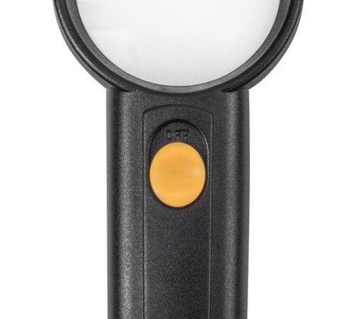 Лупа просмотровая BRAUBERG, С ПОДСВЕТКОЙ, диаметр 50 мм, увеличение 5, корпус черный, 454128