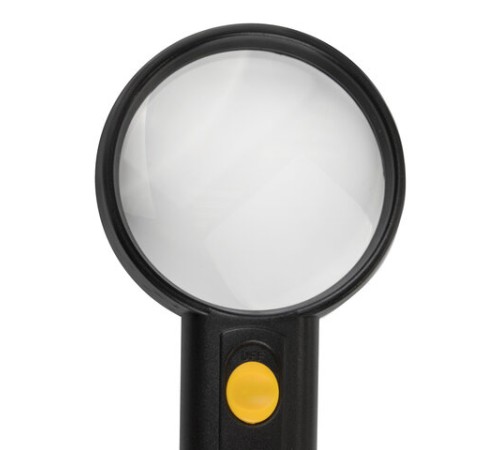 Лупа просмотровая BRAUBERG, С ПОДСВЕТКОЙ, диаметр 75 мм, увеличение 3, корпус черный, 454130