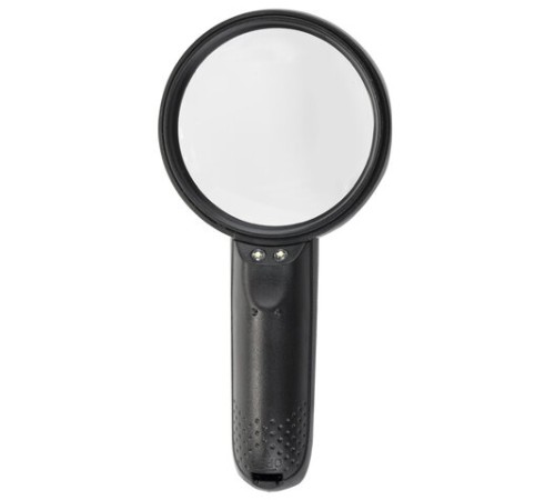 Лупа просмотровая BRAUBERG, С ПОДСВЕТКОЙ, диаметр 75 мм, увеличение 3, корпус черный, 454130