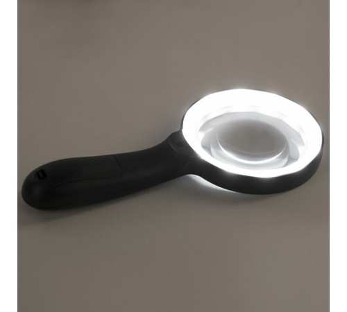 Лупа просмотровая с LED-ПОДСВЕТКОЙ, диаметр 90 мм, увеличение 10, корпус черный, BRAUBERG, 455928