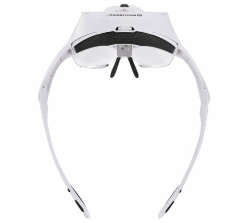 Лупа налобная с LED-ПОДСВЕТКОЙ, 5 сменных линз 95х33 мм, увеличение 1,0 - 3,5, BRAUBERG, 455929