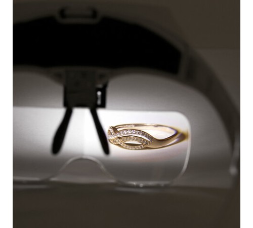 Лупа налобная с LED-ПОДСВЕТКОЙ, 5 сменных линз 95х33 мм, увеличение 1,0 - 3,5, BRAUBERG, 455929