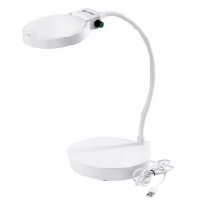 Лупа настольная с LED-ПОДСВЕТКОЙ, диаметр 110 мм, увеличение 3, корпус белый, BRAUBERG, 455930