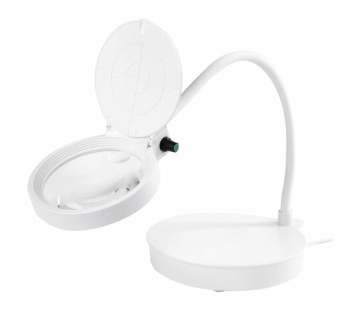 Лупа настольная с LED-ПОДСВЕТКОЙ, диаметр 110 мм, увеличение 3, корпус белый, BRAUBERG, 455930