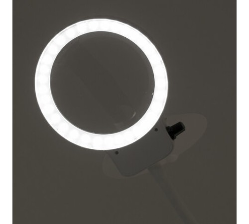 Лупа настольная с LED-ПОДСВЕТКОЙ, диаметр 110 мм, увеличение 3, корпус белый, BRAUBERG, 455930