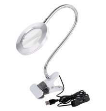 Лупа настольная на прищепке с LED-ПОДСВЕТКОЙ, диаметр 75 мм, увеличение 3, BRAUBERG, 455931